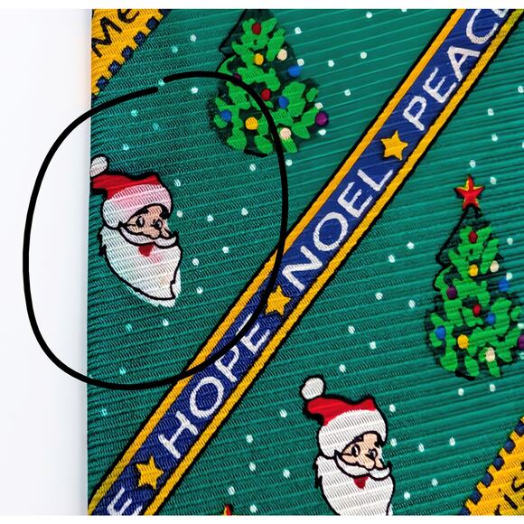 Vintage Cape Cod Neckwear Repp Tie Novelty Christmas Santa Peace Hope Noel Green - Picture 9 of 11